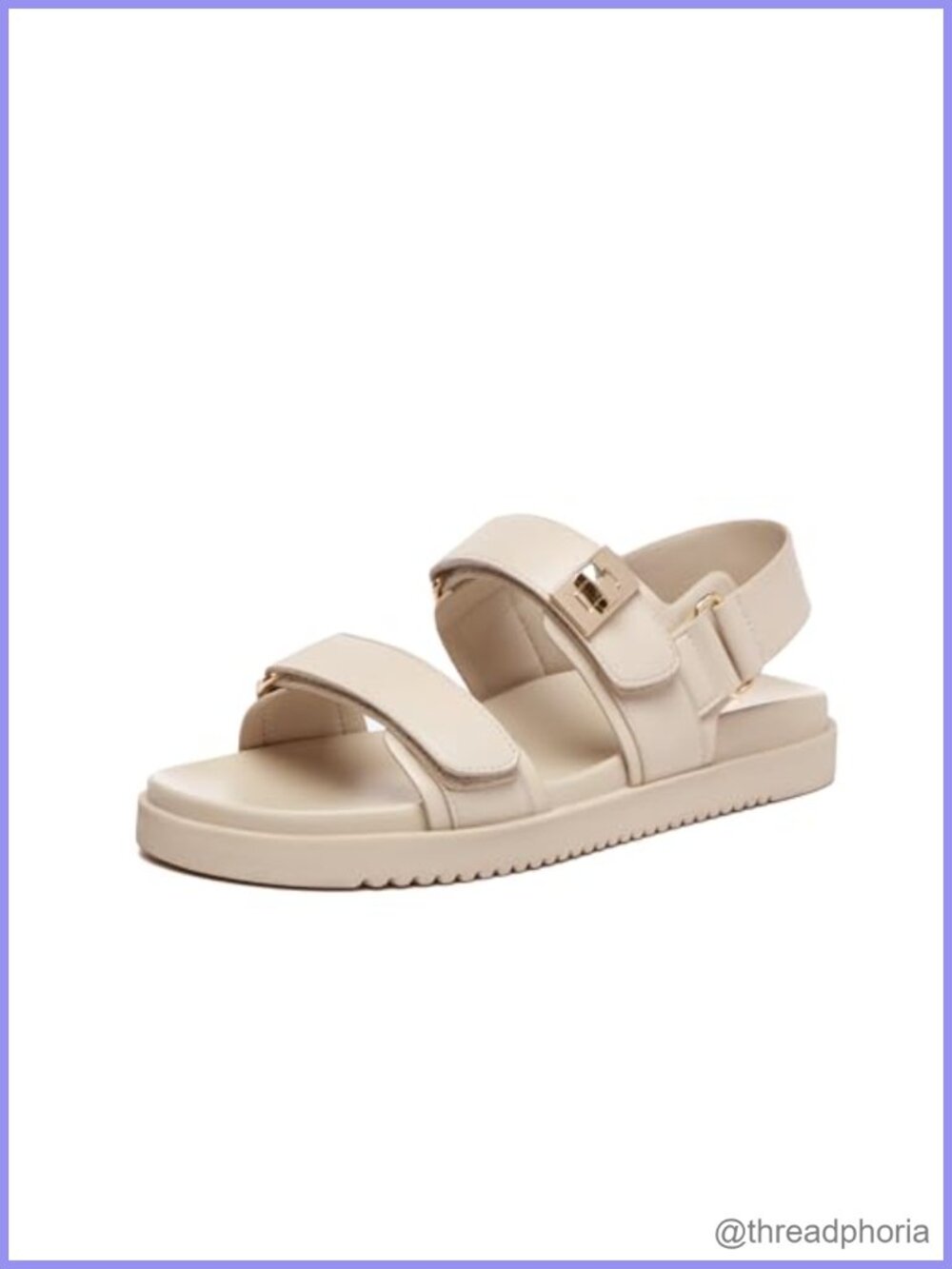 Women's Leather Flat Sandals with Adjustable Back Strap & Arch Support